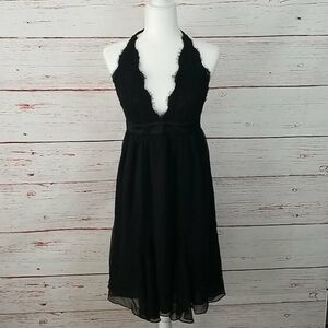 INGWA MELERO // ltd ed flowy black lace plunge halter mini dress
